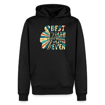 Meilleur joueur de téléphone Saxo Jamais Saxophoniste Musicien P - Sweat à capuche Premium bio Homme - noir - Devant - Nico (187cm)