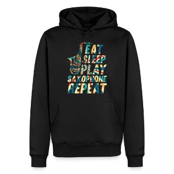 Eat Sleep Play Saxophone Repeat Saxophonist Instru - Sweat à capuche Premium bio Homme - noir - Devant - Nico (187cm)