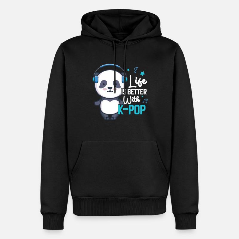 K-Pop Panda - Männer Premium Bio Hoodie - Schwarz