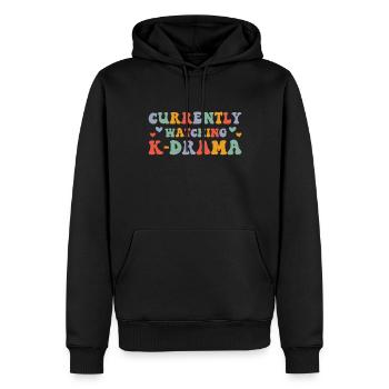 K-Drame - Sweat à capuche Premium bio Homme - noir - Devant - Nico (187cm)