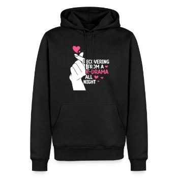 K-Drame - Sweat à capuche Premium bio Homme - noir - Devant - Nico (187cm)