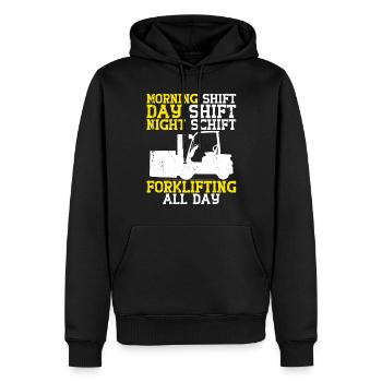 Conducteur de chariot élévateur - Sweat à capuche Premium bio Homme - noir - Devant - Nico (187cm)