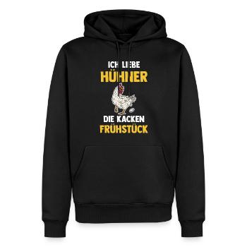 Ich Liebe Hühner Die Kacken Frühstück - Männer Premium Bio Hoodie - Schwarz - Vorne - Nico (187cm)