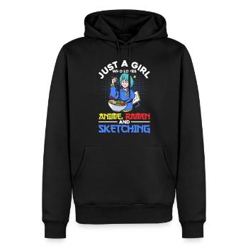 Just A Girl Who Loves Anime Ramen and Sketching - Männer Premium Bio Hoodie - Schwarz - Vorne - Nico (187cm)