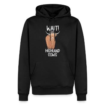 Hochlandkuh - Männer Premium Bio Hoodie - Schwarz - Vorne - Nico (187cm)