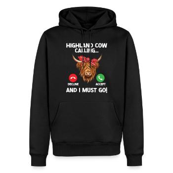 Hochlandkuh - Männer Premium Bio Hoodie - Schwarz - Vorne - Nico (187cm)