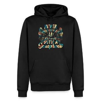 Le vieux musicien ne sous-estime jamais un vieil homme avec un - Sweat à capuche Premium bio Homme - noir - Devant - Nico (187cm)