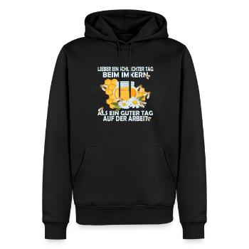 Bienenzucht und Honig - Männer Premium Bio Hoodie - Schwarz - Vorne - Nico (187cm)