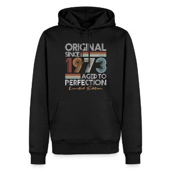 50e anniversaire né en 1973 Original depuis 1973 - Sweat à capuche Premium bio Homme - noir - Devant - Nico (187cm)