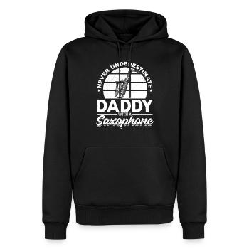 Never Underestimate Daddy With A Saxophone - Männer Premium Bio Hoodie - Schwarz - Vorne - Nico (187cm)
