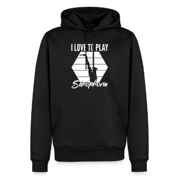 J'aime jouer du saxophone - Saxophoniste Saxophone P - Sweat à capuche Premium bio Homme - noir - Devant - Nico (187cm)