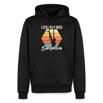 I Still Play With Saxophone - Sax Player Saxophoni - Männer Premium Bio Hoodie - Schwarz - Vorne - Nico (187cm)
