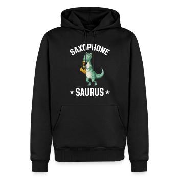 Saxophone Saurus Dino Sax Player Saxophone Player - Sweat à capuche Premium bio Homme - noir - Devant - Nico (187cm)