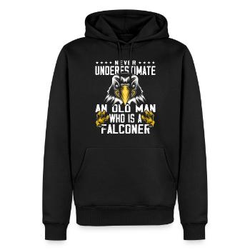 Fauconnerie Falkner Peregrine Falcon Vintage - Sweat à capuche Premium bio Homme - noir - Devant - Nico (187cm)