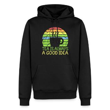 Teeliebhaber Geschenke - Männer Premium Bio Hoodie - Schwarz - Vorne - Nico (187cm)