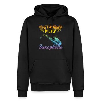 Saxophoniste Saxoplayer - Je préfère jouer Saxo - Sweat à capuche Premium bio Homme - noir - Devant - Nico (187cm)