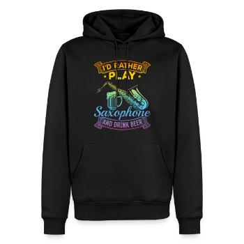Je préfère jouer du saxophone et boire de la bière - Saxopho - Sweat à capuche Premium bio Homme - noir - Devant - Nico (187cm)