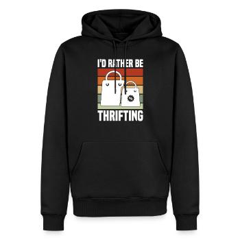 Secondhandladen Secondhand Öko Hipster Gebraucht - Männer Premium Bio Hoodie - Schwarz - Vorne - Nico (187cm)