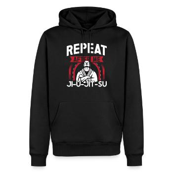 Jiu Jitsu Répéter après moi Jujutsu Arts Martiaux MMA - Sweat à capuche Premium bio Homme - noir - Devant - Nico (187cm)