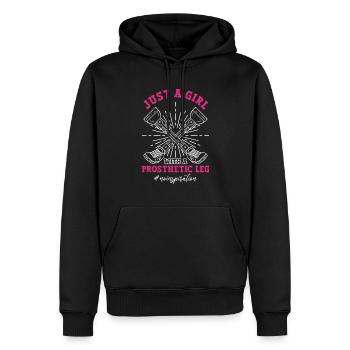 Prothese Rollstuhl Beinamputiertes Mädchen - Männer Premium Bio Hoodie - Schwarz - Vorne - Nico (187cm)
