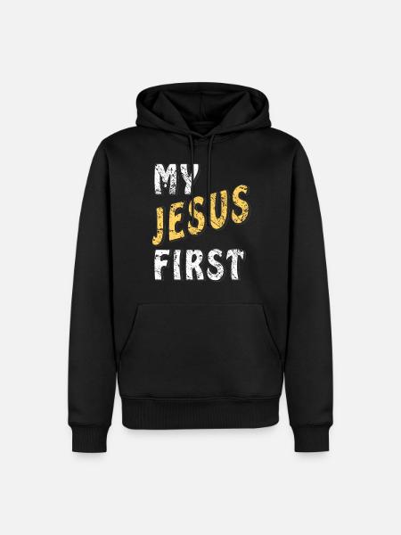 MON JÉSUS D’ABORD - Sweat à capuche Premium bio Homme - noir