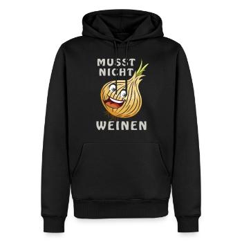 ZWIEBEL MUSST NICHT WEINEN - Männer Premium Bio Hoodie - Schwarz - Vorne - Nico (187cm)