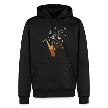 Saxophone Butterflies Sax Player Saxophonist Saxop - Männer Premium Bio Hoodie - Schwarz - Vorne - Nico (187cm)