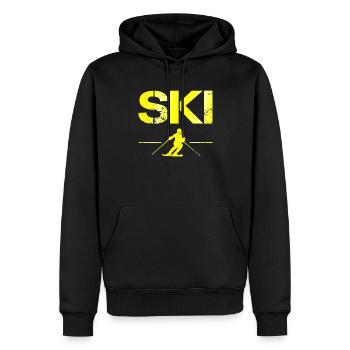 Ski - Sweat à capuche Premium bio Homme - noir - Devant - Nico (187cm)