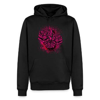 Rose Illustration - Sweat à capuche Premium bio Homme - noir - Devant - Nico (187cm)