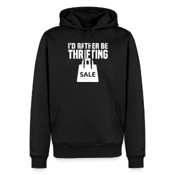 Secondhandladen Secondhand Öko Hipster Gebraucht - Männer Premium Bio Hoodie - Schwarz - Vorne - Nico (187cm)
