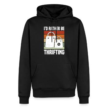 Secondhandladen Secondhand Öko Hipster Gebraucht - Männer Premium Bio Hoodie - Schwarz - Vorne - Nico (187cm)