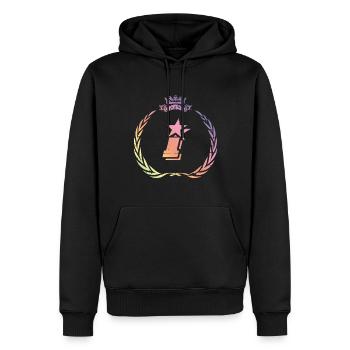 I Lettre Couronne - Sweat à capuche Premium bio Homme - noir - Devant - Nico (187cm)