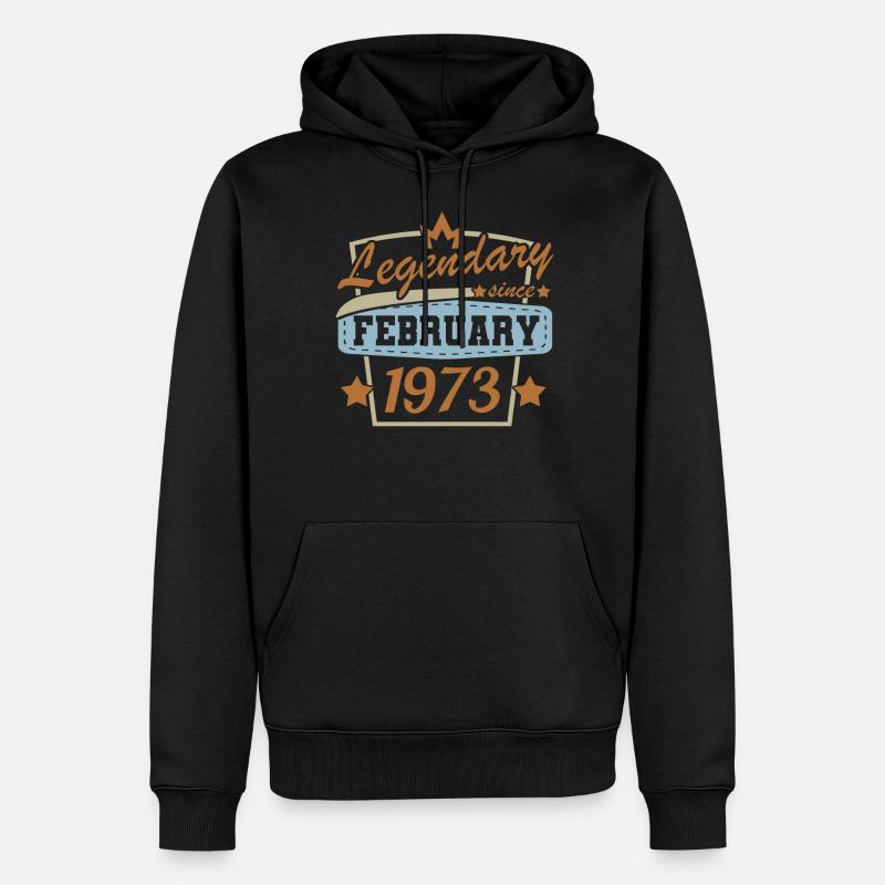 Février 1973 Rétro Anniversaire - Sweat à capuche Premium bio Homme - noir