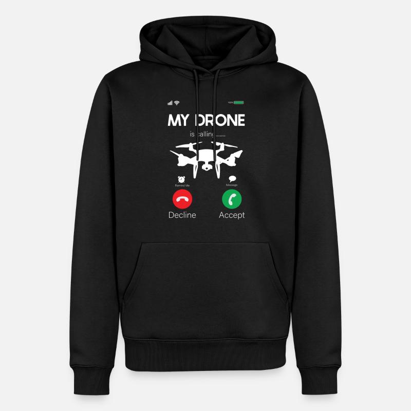 Drohne - Männer Premium Bio Hoodie - Schwarz