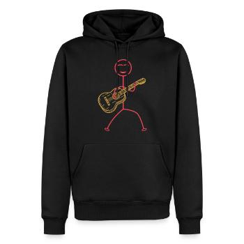 Funny Guitar Player Stick Figure Funny Guitarist - Männer Premium Bio Hoodie - Schwarz - Vorne - Nico (187cm)