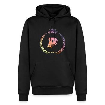 Couronne de lettres P - Sweat à capuche Premium bio Homme - noir - Devant - Nico (187cm)