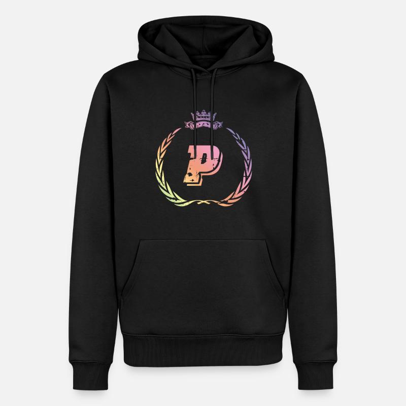 Couronne de lettres P - Sweat à capuche Premium bio Homme - noir