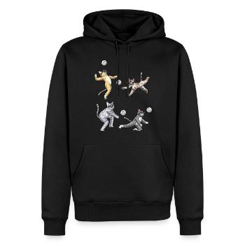 Drôle d’amoureux des chats Volleyball Pet - Sweat à capuche Premium bio Homme - noir - Devant - Nico (187cm)