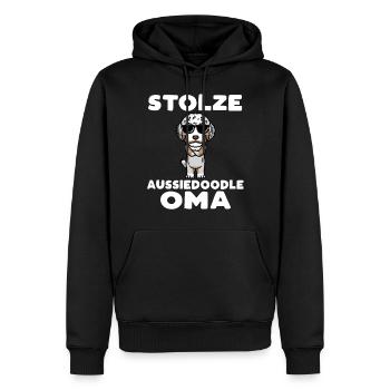 Aussiedoodle Oma Hund - Männer Premium Bio Hoodie - Schwarz - Vorne - Nico (187cm)