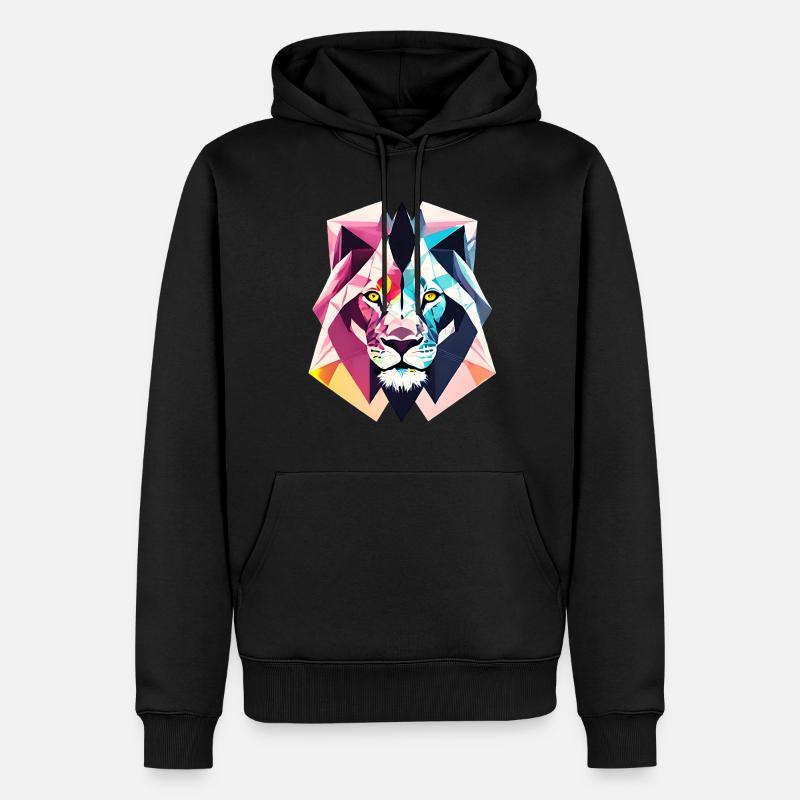 Polygon Löwe - Männer Premium Bio Hoodie - Schwarz