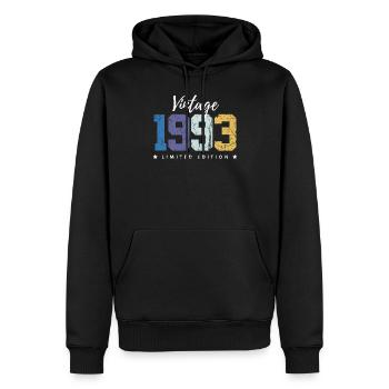 30 ans né en 1993 rétro 30e anniversaire - Sweat à capuche Premium bio Homme - noir - Devant - Nico (187cm)