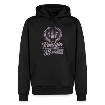 Königin der Herzen seit 35 Jahren - Männer Premium Bio Hoodie - Schwarz - Vorne - Nico (187cm)