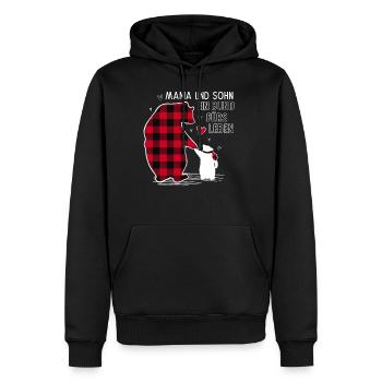 Mama und Sohn Ein Bund fürs Leben - Männer Premium Bio Hoodie - Schwarz - Vorne - Nico (187cm)