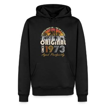 50e anniversaire né en 1973 Original depuis 1973 - Sweat à capuche Premium bio Homme - noir - Devant - Nico (187cm)
