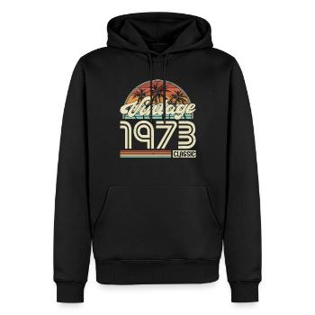 50e anniversaire Millésime 1973 Millésime 1973 Classique - Sweat à capuche Premium bio Homme - noir - Devant - Nico (187cm)