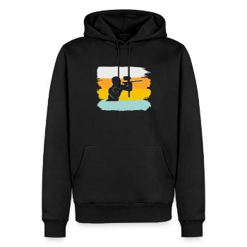 Paintball Rétro - Sweat à capuche Premium bio Homme - noir - Devant - Nico (187cm)