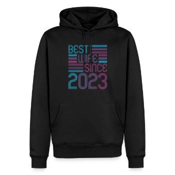 Meilleure épouse depuis 2023 1er anniversaire de mariage - Sweat à capuche Premium bio Homme - noir - Devant - Nico (187cm)