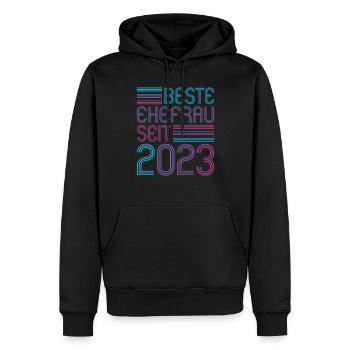 Meilleure épouse depuis 2023 1er anniversaire de mariage - Sweat à capuche Premium bio Homme - noir - Devant - Nico (187cm)