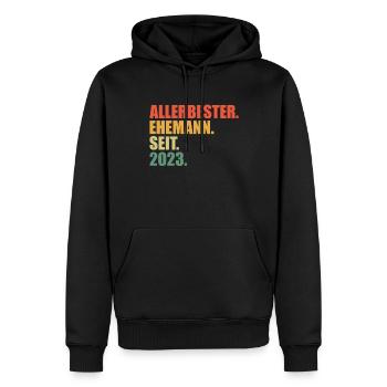 Meilleur mari depuis 2023 1er anniversaire de mariage - Sweat à capuche Premium bio Homme - noir - Devant - Nico (187cm)