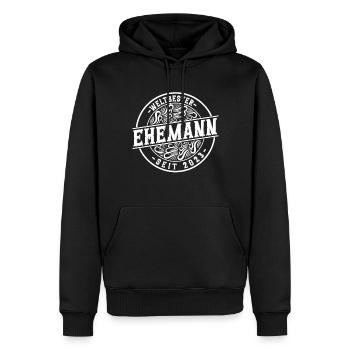 Meilleur mari depuis 2023 1er anniversaire de mariage - Sweat à capuche Premium bio Homme - noir - Devant - Nico (187cm)